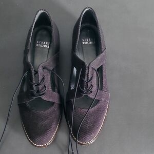 Stuart Weitzman Black Lace-Up Oxfords
